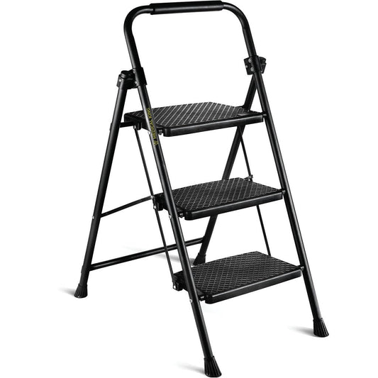 Step Ladder 3 Step Folding Step Stool Step Ladder with Wide Anti-Slip Pedal Step Stool